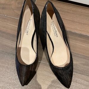Town Shoes Chocolate brown two tone calf hair pumps
